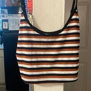 Brown/White/Black Crop Top